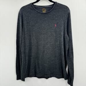 Polo Ralph Lauren Mens Custom Slim Fit T-Shirt Sz L Dark Heather Gray Long Slv